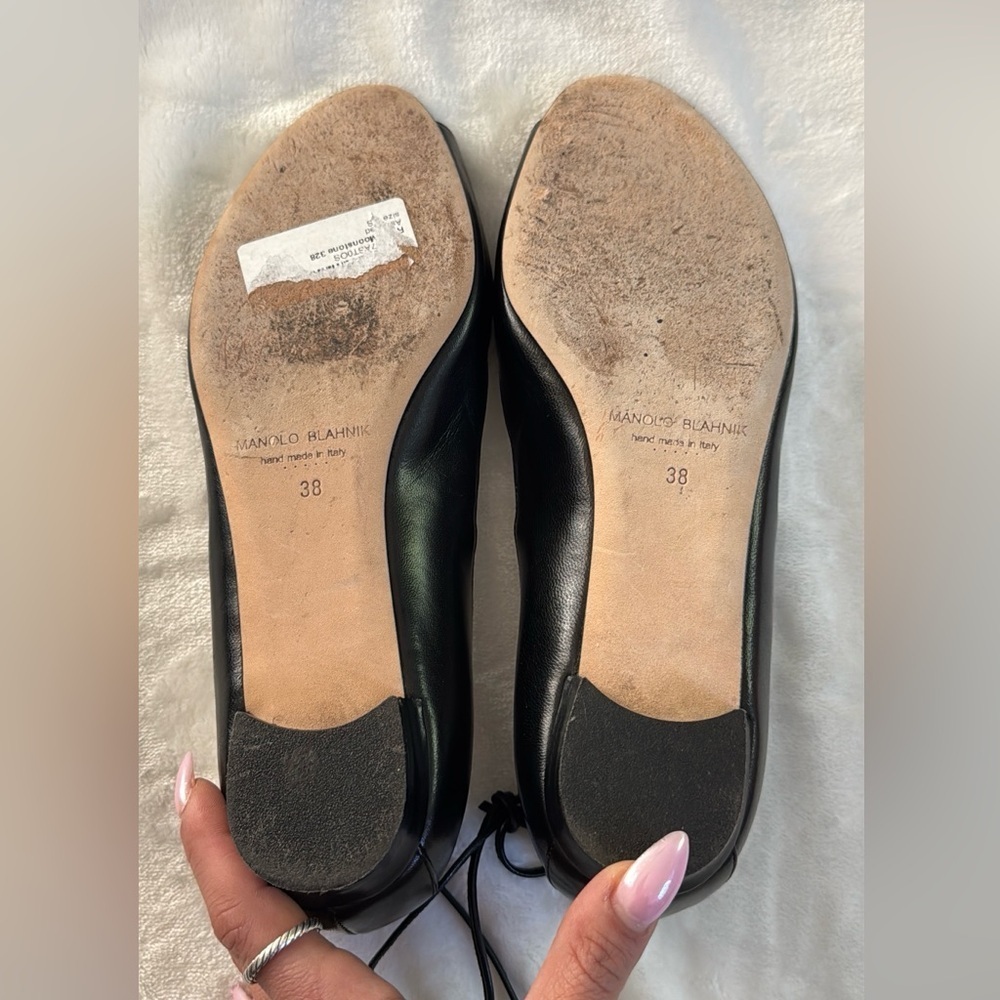 Manolo Blahnik Lace Up Open Toe Flats - Picture 5 of 6